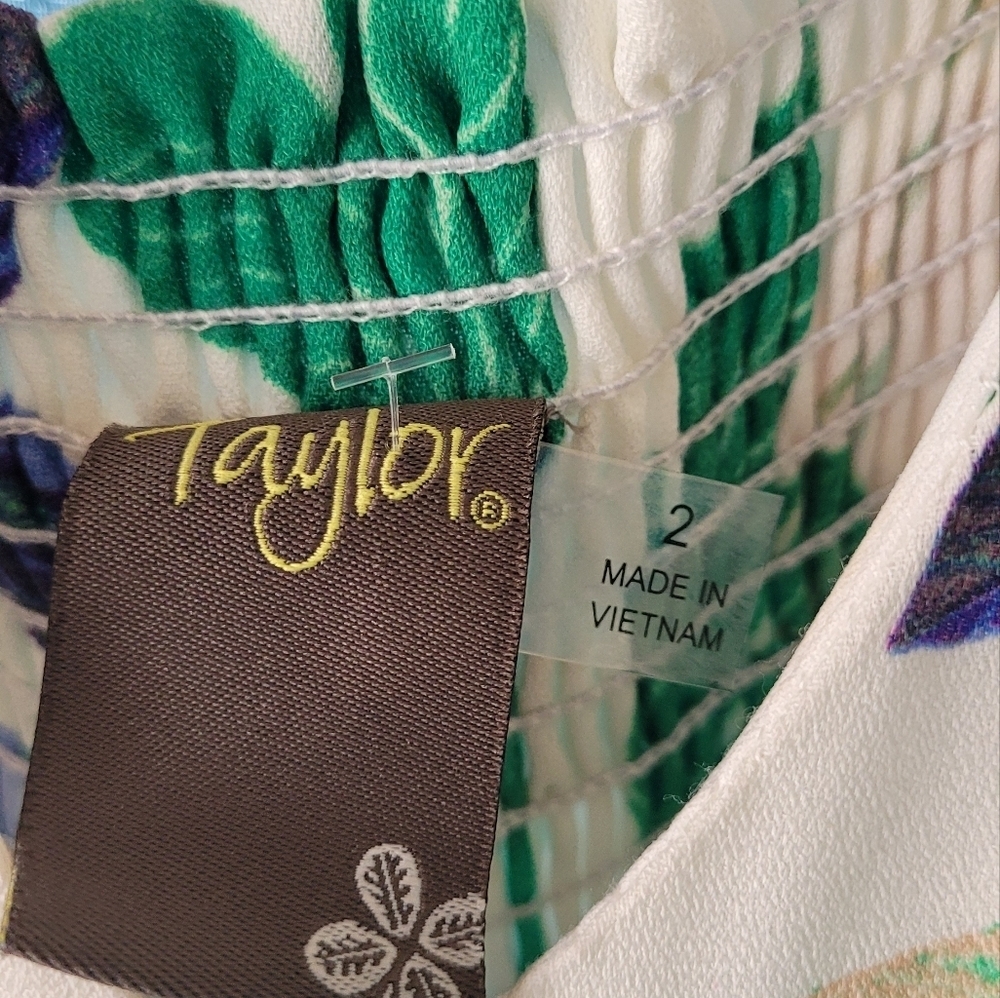 Taylor Dress Sleeveless Floral Print Midi Dress Sz 2 - Picture 3 of 7